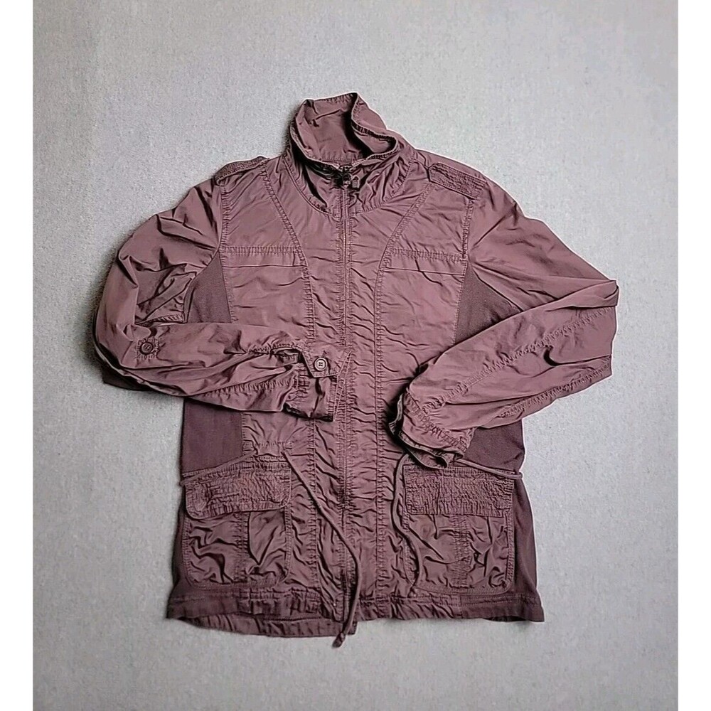Eddie Bauer Utility Jacket‎ Womens M Plum Full Zip Stretch Pockets Lightweight